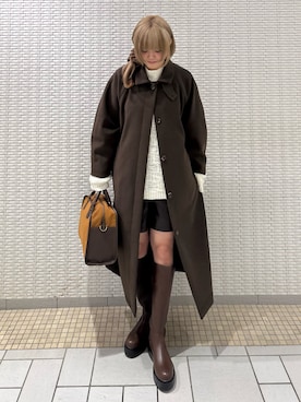 「アイテム（ステンカラーコート）」を使った、ohanasannさん（レディース・166cm）の秋コーディネート