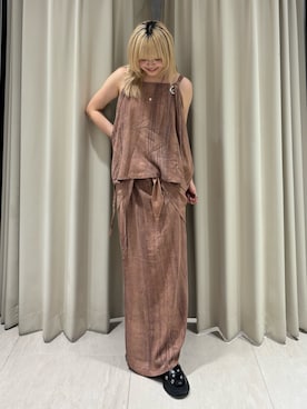 「KBF（ケイビーエフ）のSiltrata　Multi set one-piece（ワンピース、ブラウン系）」を使った、ohanasannさん（レディース・166cm）の夏コーディネート