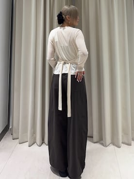 「KBF（ケイビーエフ）のノットデザインシアートップス（Tシャツ/カットソー、ホワイト系）」を使った、ohanasannさん（レディース・166cm）の春コーディネート