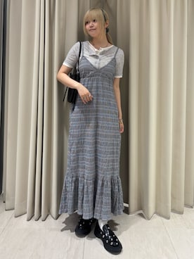 「KBF（ケイビーエフ）のバイカラーヘンリーネックTEE（Tシャツ/カットソー、グレー系）」を使った、ohanasannさん（レディース・166cm）の春コーディネート