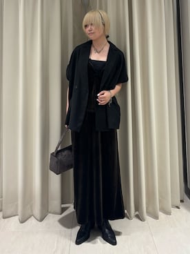「KBF（ケイビーエフ）のベロアレースビスチェSETスカート（セットアップ、グリーン系）」を使った、ohanasannさん（レディース・166cm）の秋コーディネート