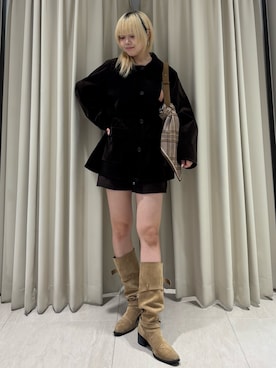 「アイテム（バンダナ/スカーフ、ブラウン系）」を使った、ohanasannさん（レディース・166cm）の秋コーディネート