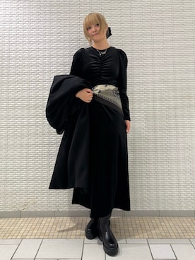 「アイテム（ステンカラーコート）」を使った、ohanasannさん（レディース・166cm）の冬コーディネート