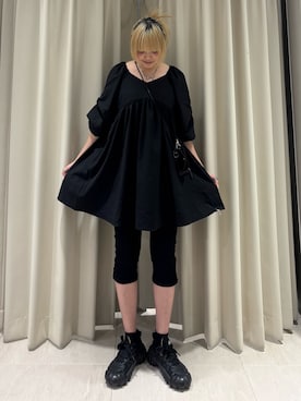 「KBF（ケイビーエフ）のタックスリーブミニワンピース（ワンピース、ブラック系）」を使った、ohanasannさん（レディース・166cm）の春コーディネート