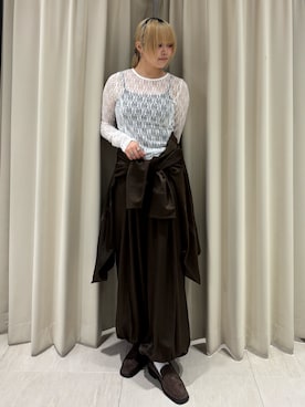 「KBF（ケイビーエフ）のドッキングレースTEE（Tシャツ/カットソー、ホワイト系）」を使った、ohanasannさん（レディース・166cm）の春コーディネート
