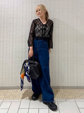 「KBF（ケイビーエフ）のガマグチボストンBAG（ボストンバッグ）」を使った、ohanasannさん（レディース・166cm）の夏コーディネート