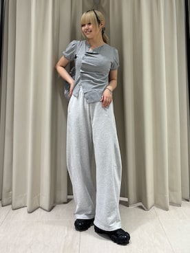 「KBF（ケイビーエフ）のアシメトリーデザインカットソー（Tシャツ/カットソー、グレー系）」を使った、ohanasannさん（レディース・166cm）の夏コーディネート