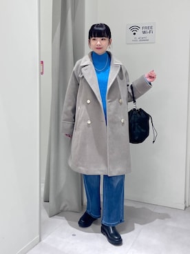 「体型カバー」｜「アイテム（チェスターコート）」を使った、saoさん（レディース・157cm）の冬コーディネート