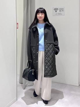 「ウエストゴム」｜「アイテム（アクセサリー）」を使った、saoさん（レディース・157cm）の秋コーディネート