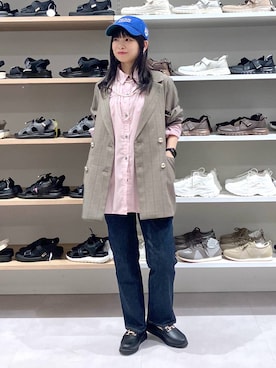 「GLOBAL WORK（グローバルワーク）のアイテム（テーラードジャケット）」を使った、saoさん（レディース・157cm）の秋コーディネート