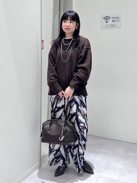 「GLOBAL WORK（グローバルワーク）のアイテム（ピアス（両耳用））」を使った、saoさん（レディース・157cm）の冬コーディネート