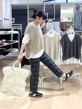 「アイテム（ピアス（両耳用）、ホワイト系）」を使った、saoさん（レディース・157cm）の秋コーディネート