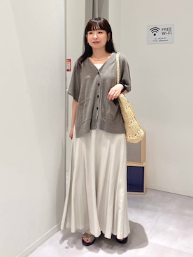 「アイテム（ヘアゴム、ホワイト系）」を使った、saoさん（レディース・157cm）の春コーディネート