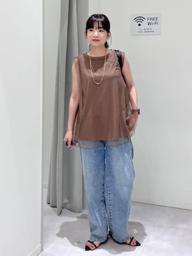 「アイテム（ボストンバッグ）」を使った、saoさん（レディース・157cm）の夏コーディネート