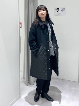 「GLOBAL WORK（グローバルワーク）のあったかウツクシルエットテーパードパンツ/575203（その他パンツ）」を使った、saoさん（レディース・157cm）の冬コーディネート