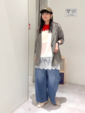 「GLOBAL WORK（グローバルワーク）のアイテム（帽子）」を使った、saoさん（レディース・157cm）の春コーディネート