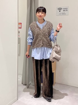 「GLOBAL WORK（グローバルワーク）のアイテム（ベスト）」を使った、saoさん（レディース・157cm）の秋コーディネート