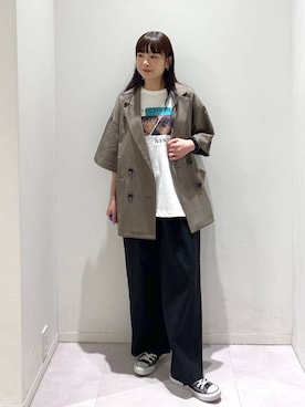 「アイテム（ヘアゴム、ホワイト系）」を使った、saoさん（レディース・157cm）の春コーディネート