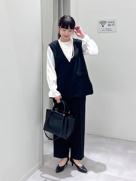 「GLOBAL WORK（グローバルワーク）のアイテム（ピアス（両耳用））」を使った、saoさん（レディース・157cm）の冬コーディネート