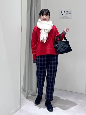 「GLOBAL WORK（グローバルワーク）のあったかウツクシルエットテーパードパンツ/575203（その他パンツ）」を使った、saoさん（レディース・157cm）の冬コーディネート