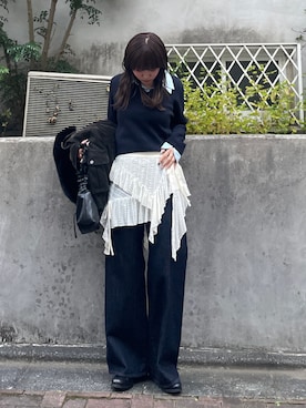 「アイテム（スカート）」を使った、城野香遥さん（レディース・172cm）の冬コーディネート