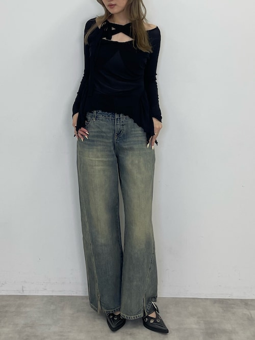 SLY official썁yTVc/Jbg\[uASYMMETRY DESIGN MESH TOPS AVg[ fUC bV gbvXiSLYbXCjvgR[fBl[g