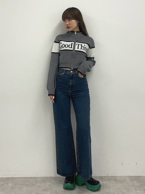 SLY カーディガン 「2サイズ展開」LINE LOGO ZIP C/D ライン