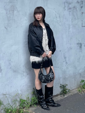 「秋先取りコーデ」｜「アイテム（ブルゾン）」を使った、城野香遥さん（レディース・172cm）の秋コーディネート