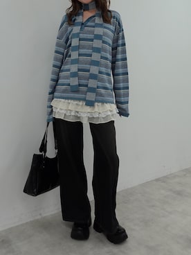 「アイテム（ワンピース/ドレス）」を使った、城野香遥さん（レディース・172cm）の秋コーディネート