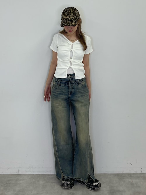 2WAY HOLE CUT TOPS 2ウェイ ホールカット トップス 夏服 半袖