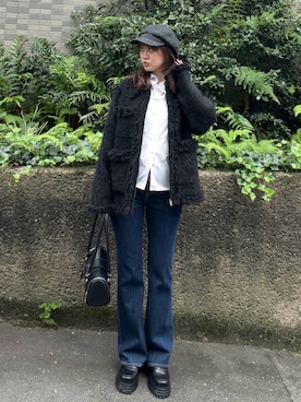 「SLY（スライ）のアイテム（パンツ）」を使った、城野香遥さん（レディース・172cm）の秋コーディネート