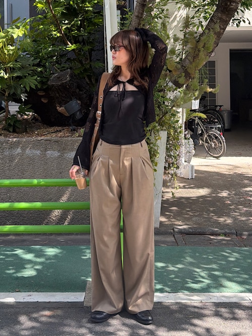THROW by SLY スラックス パンツ L/W TUCK WIDE TROUSER ローウエスト