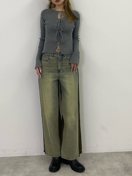 キャミ付き】MANYWAY RIBBON KNIT TOPS メニーウェイ リボン キャミ付き】MANYWAY RIBBON KNIT TOPS メニーウェイ リボン