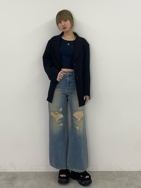 「SLY（スライ）のアイテム（ジャケット/アウター）」を使った、城野香遥さん（レディース・172cm）の春コーディネート