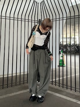 「Six M（シックスエム）の【SixM】  BALLOON TWILL PT（その他パンツ、グレー系）」を使った、317さん（レディース・165cm）の夏コーディネート