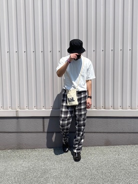 「ユニクロU」｜「アイテム（帽子）」を使った、tabaさん（メンズ・168cm）の春コーディネート