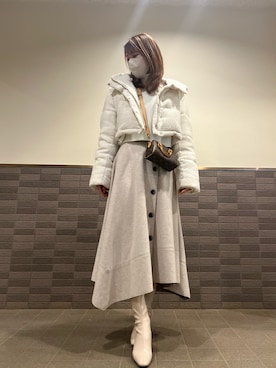 「骨格ウェーブ」｜「アイテム（ダウンジャケット/コート）」を使った、saaaya_codeさん（レディース・161cm）の冬コーディネート