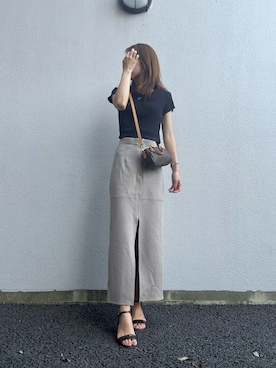 「RANDA（ランダ）のクリアヒールストラップサンダル（サンダル）」を使った、saaaya_codeさん（レディース・161cm）の秋コーディネート