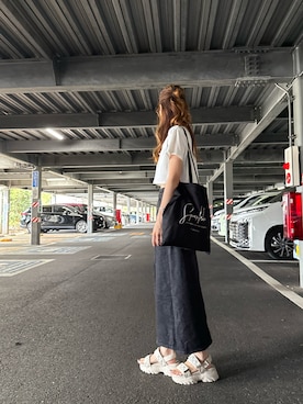 「アイテム（デニムスカート）」を使った、saaaya_codeさん（レディース・161cm）の夏コーディネート