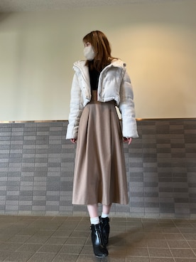 「骨格ウェーブ」｜「アイテム（ダウンジャケット/コート）」を使った、saaaya_codeさん（レディース・161cm）の冬コーディネート