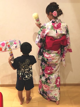 「しまむら（シマムラ）のアイテム（浴衣）」を使った、saaaya_codeさん（レディース・161cm）の夏コーディネート