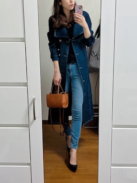 「スキニーデニム」｜「アイテム（トレンチコート）」を使った、saaaya_codeさん（レディース・161cm）の春コーディネート