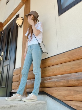 「GORGE（ゴージ）のアイテム（帽子）」を使った、saaaya_codeさん（レディース・161cm）の夏コーディネート