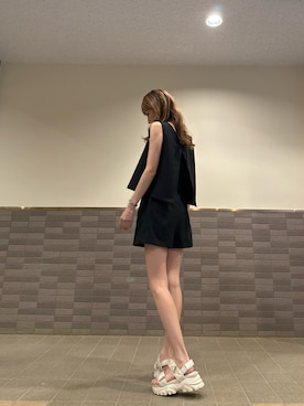 「GU」｜「アイテム（オールインワン・サロペット）」を使った、saaaya_codeさん（レディース・161cm）の夏コーディネート