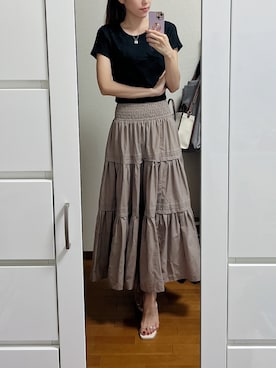 ウエストシャーリングタックデザインフレアスカートを使った人気