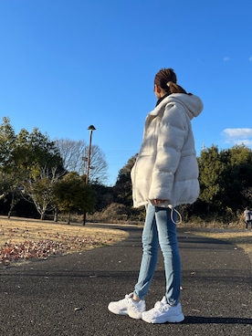 「rienda（リエンダ）のアイテム（ダウンジャケット/コート）」を使った、saaaya_codeさん（レディース・161cm）の冬コーディネート