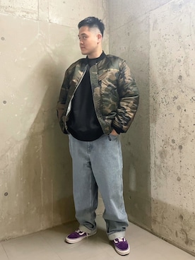 「アイテム（MA-1、シルバー系）」を使った、M.Kさん（メンズ・172cm）の冬コーディネート