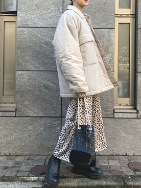 「マキシスカート」｜「アイテム（ダウンジャケット/コート）」を使った、ａｒｉさん（レディース・157cm）の冬コーディネート