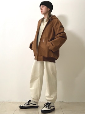 「Carhartt（カーハート）のアイテム（ブルゾン）」を使った、ａｒｉさん（レディース・157cm）の冬コーディネート