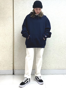 「チャンピオン パーカー」｜ａｒｉさん（レディース・157cm）の冬コーディネート